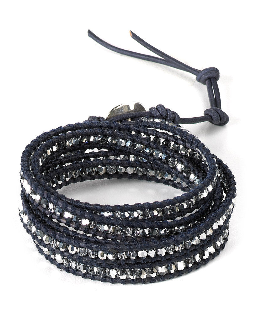 Button Wrap Bracelet Crystal Black