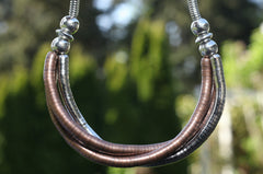Copper and Silver Bendy Necklace and Bracelet Matching Combination
