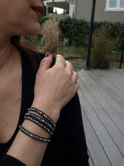 Button Wrap Bracelet Crystal Black