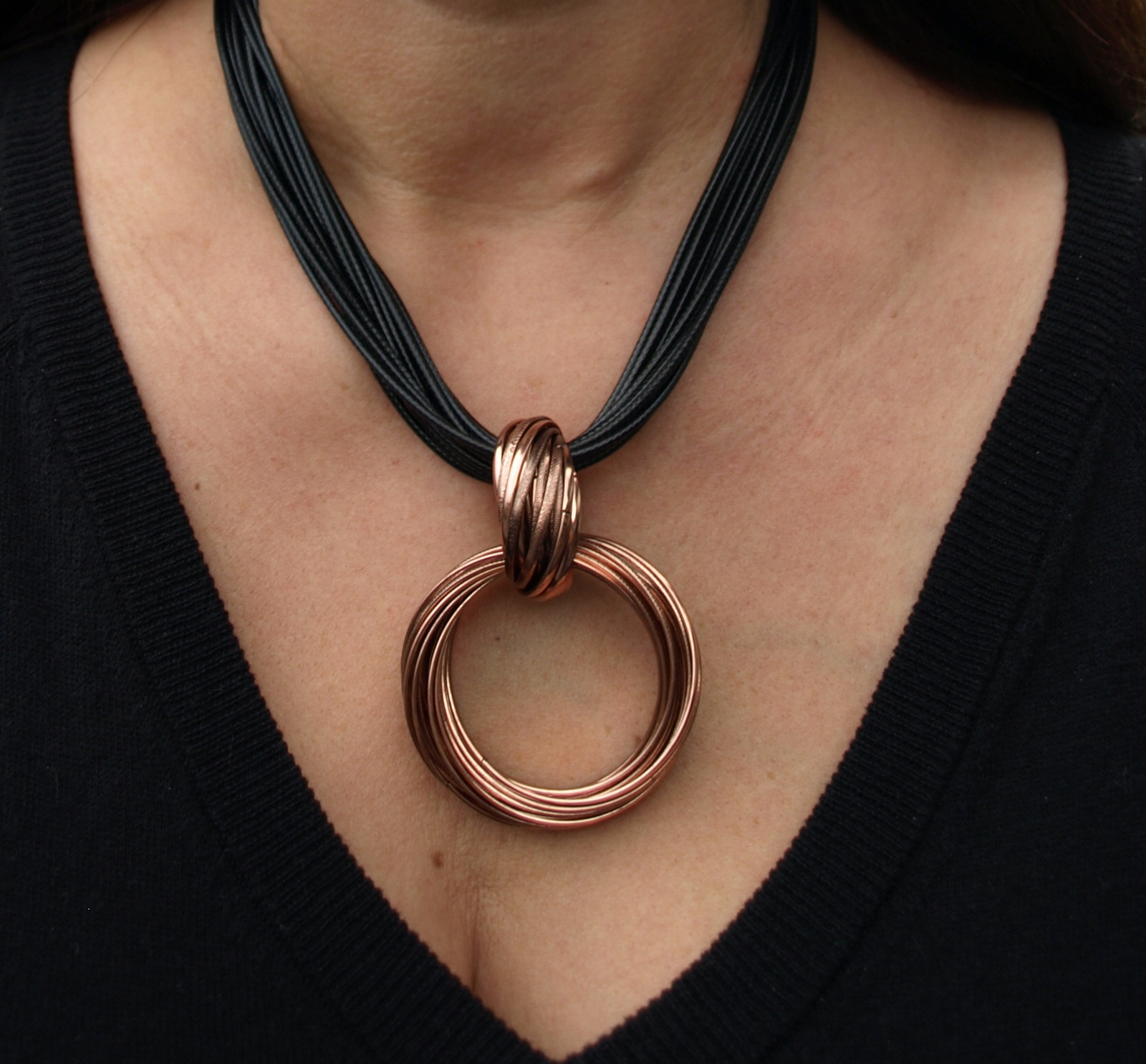 Rose Gold Locking Rings Necklace