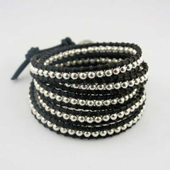 Silver Button Wrap Bracelet