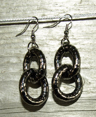 Gun Metal 5mm Double Hoop Earrings