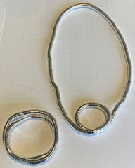 Silver Thick Snake Twist + Silver Thick Bracelet Set