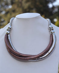 Copper and Silver Bendy Necklace and Bracelet Matching Combination