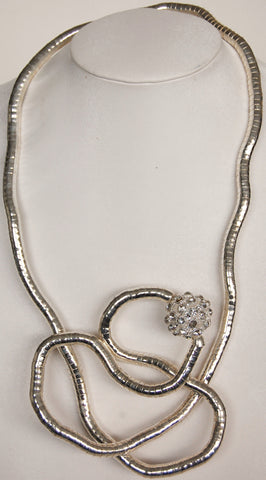 Silver Crystal Ball Necklace