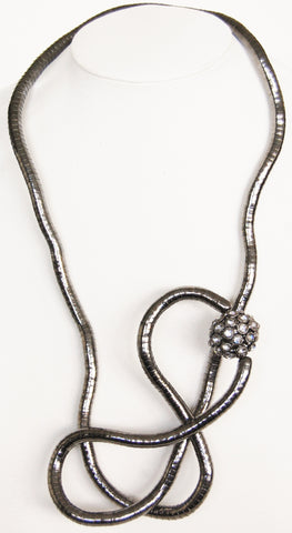 Gun Metal Crystal Ball Necklace