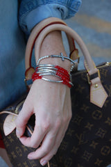 Dark Cross Bracelet with Silver Beads