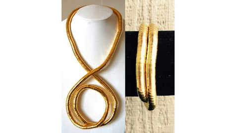 Gold Medium Snake Twist + Gold Bracelet Set