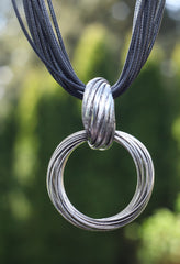 Pewter Locking Rings Necklace
