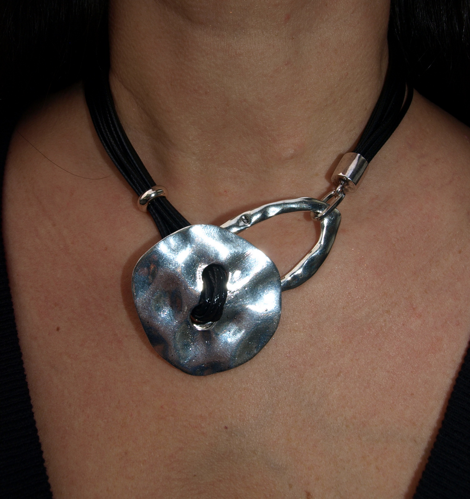 Silver Button Necklace