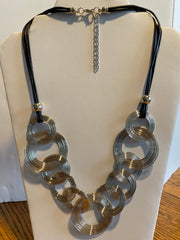 Silver Record Statement Necklace