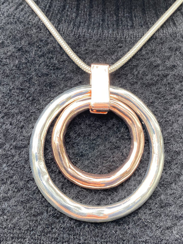Silver and Rose Gold Rings Necklace