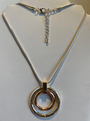 Silver and Rose Gold Rings Necklace