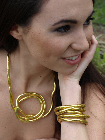 Gold Medium Bendable Necklace & Bracelet
