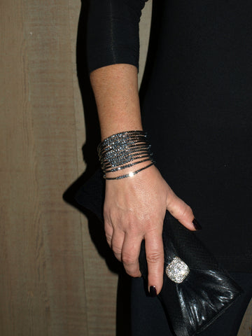 Silver Velvet Faceted Crystal Wrap Around Bracelet