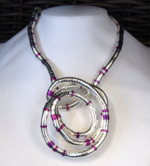 Purple and Silver Medium, 6mm, 36 inches long