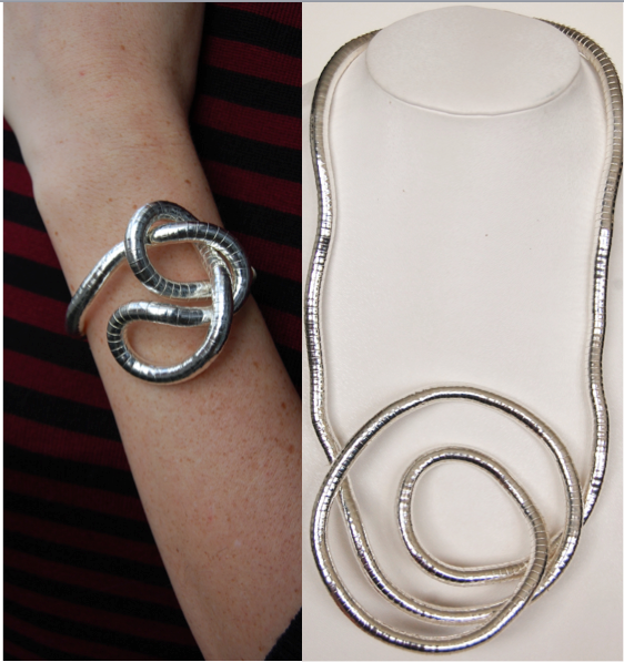 Silver Medium Snake Twist + Silver Bracelet Set